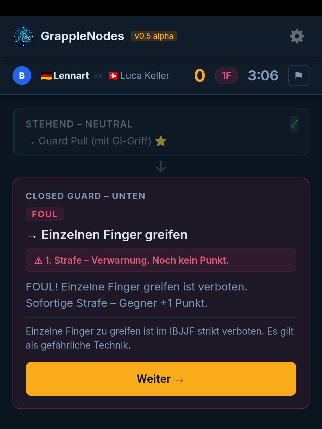 Konsequenz-Anzeige mit Regelhinweis
