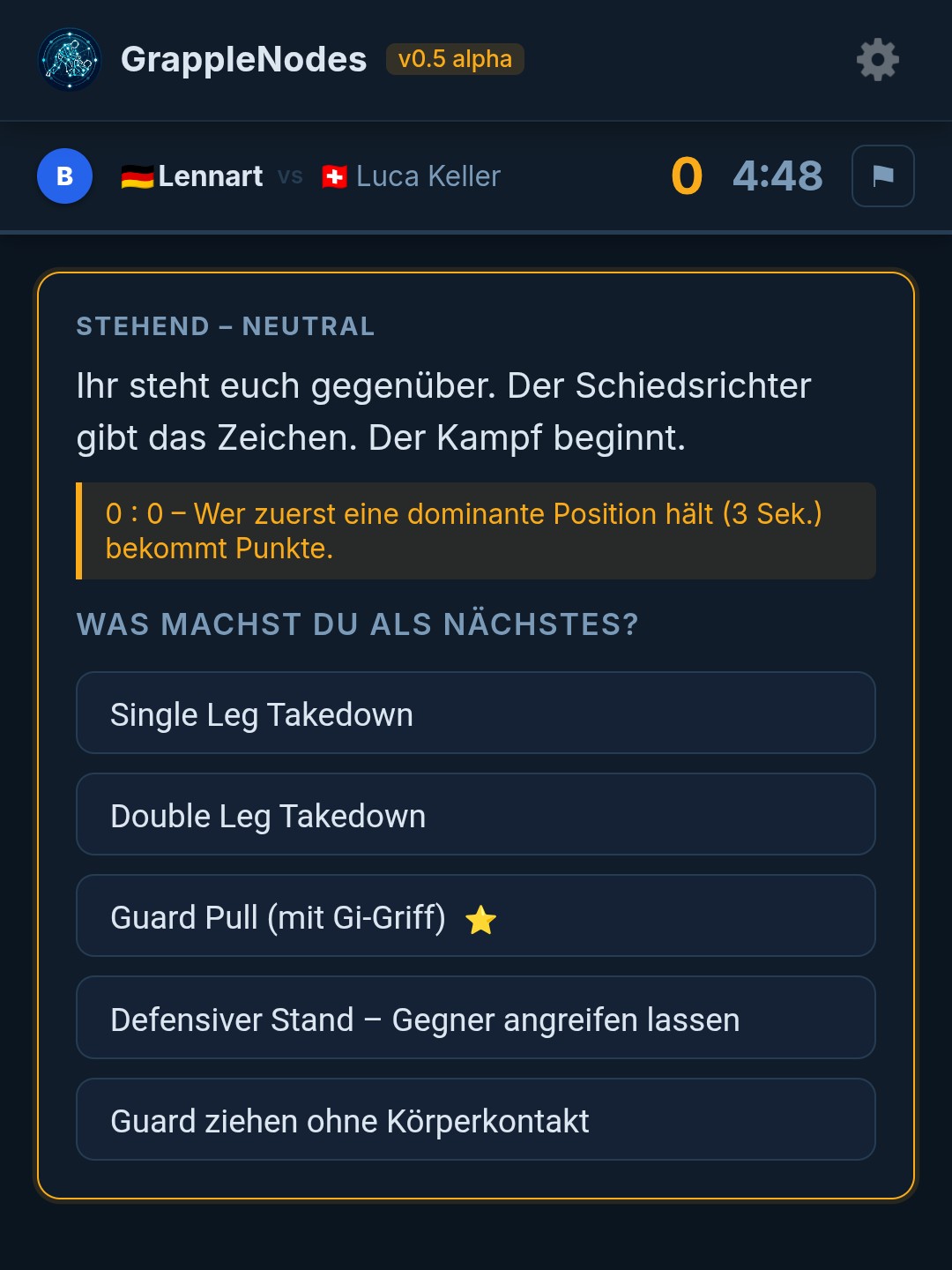 Situations-Auswahl der App